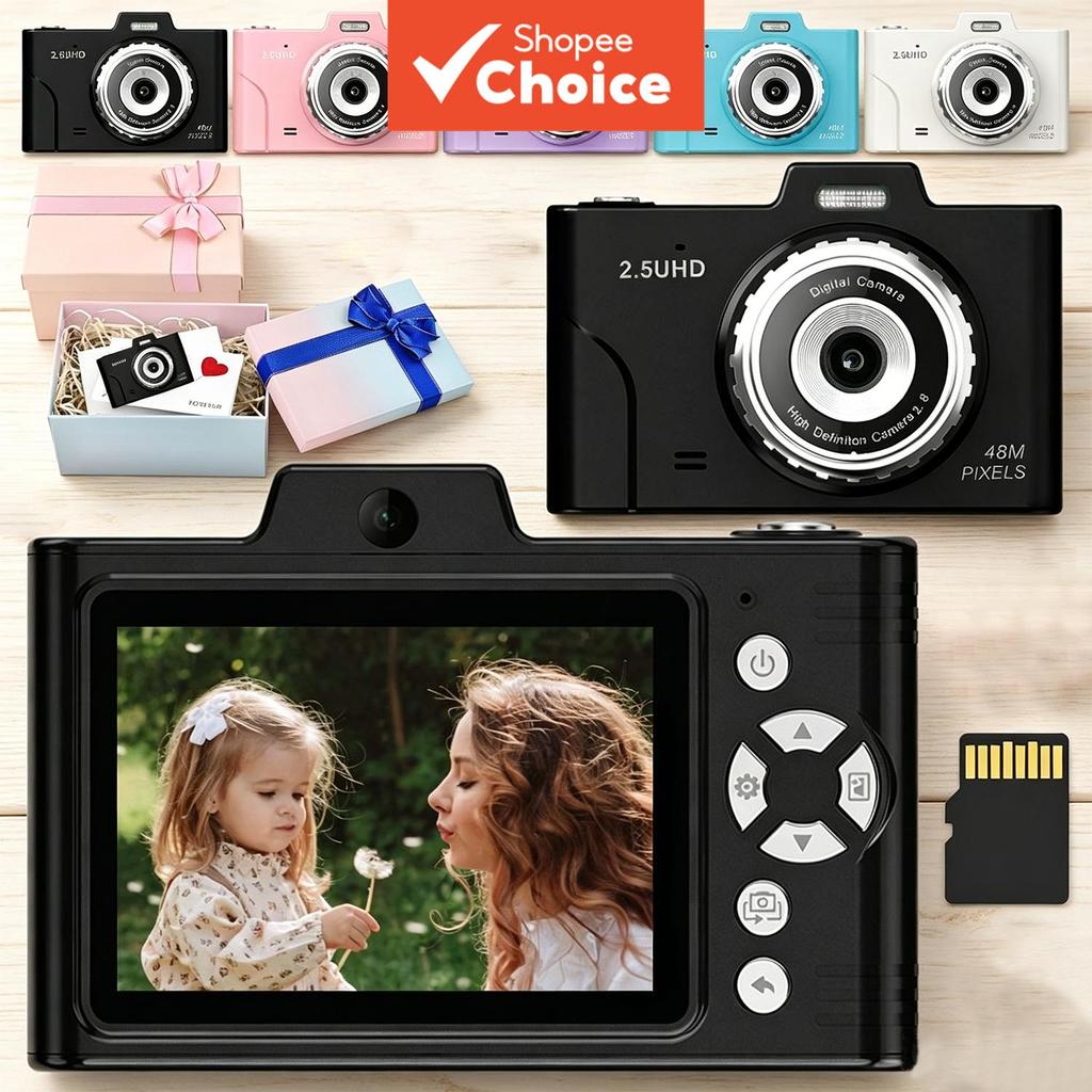 Câmera Digital Infantil 48MP Foto 2.5K HD Vídeo 8X Zoom Configuração De Dupla Tela De 2.8 Polegadas Com Música E Modos D