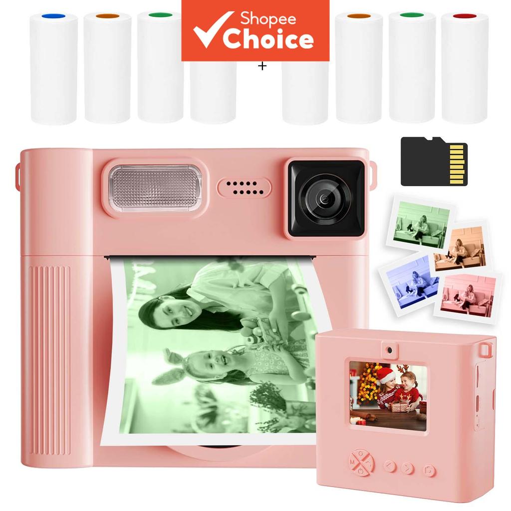 Câmera De Impressão Instantânea Infantil Presente De Festa De Aniversário 48MP Foto 1080P Vídeo Lente Dupla Selfie 1 A 8