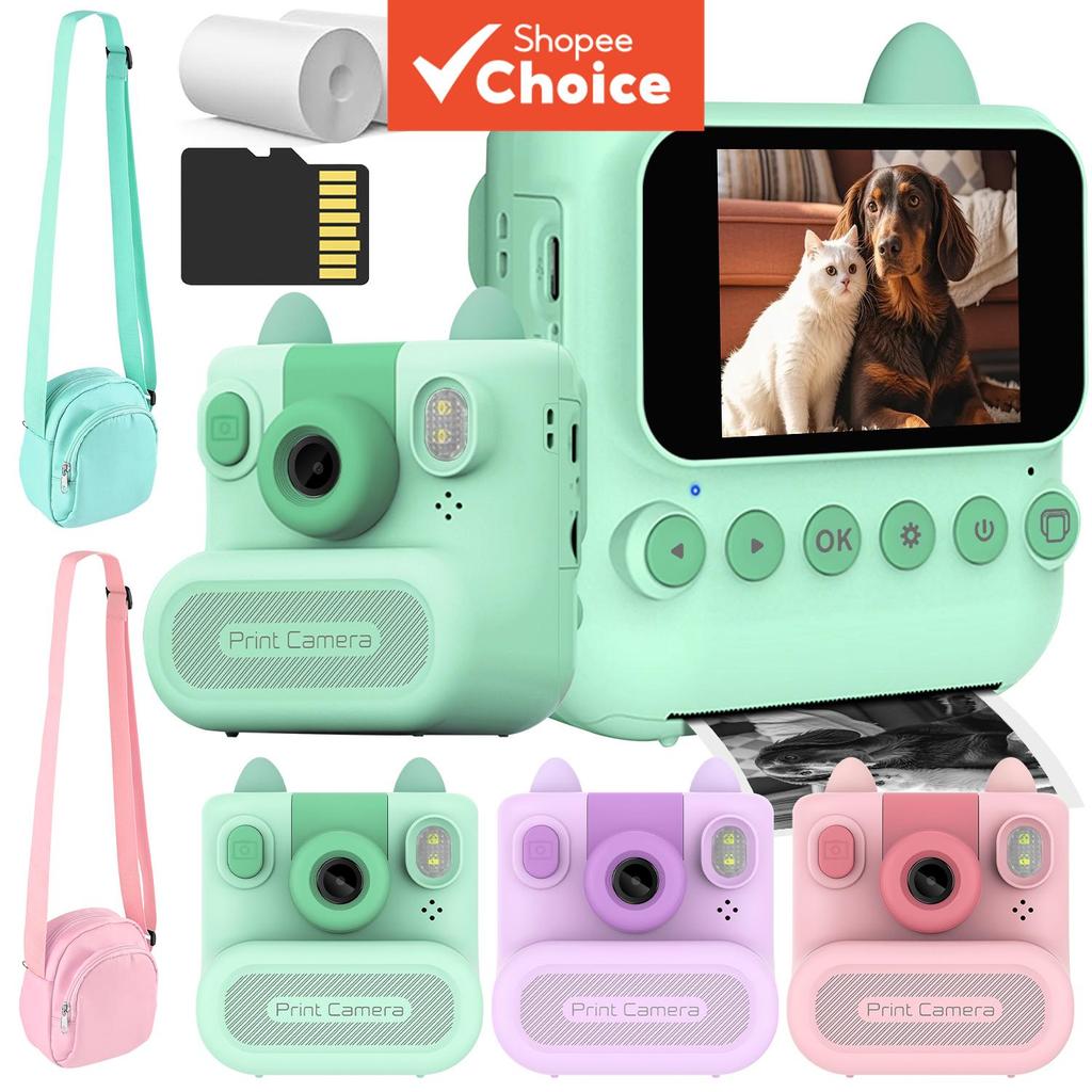 Mini Impressora Fotográfica Infantil Câmera De Impressão Instantânea 48MP Foto 1080P HD Vídeo 16X Zoom 2.4 Polegada Tela
