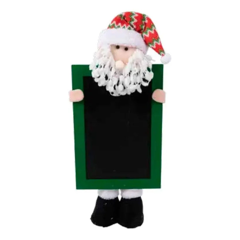 Boneco Do Papai Noel Com Lousa E Placa Decorativo De 60cm - Cor: Verde
