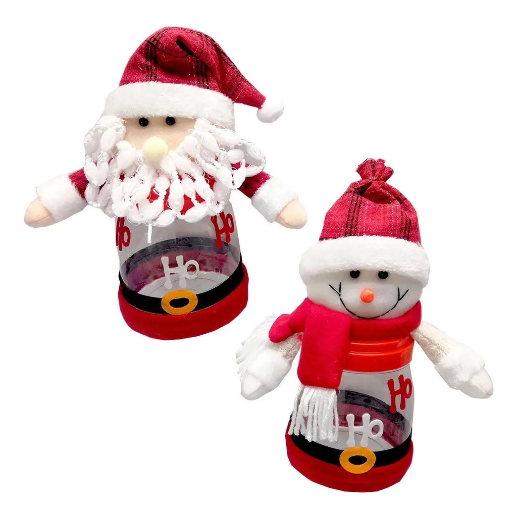 Potes De Plástico Do Papai Noel / Boneco De Neve De 26cm - Cor: Boneco de neve