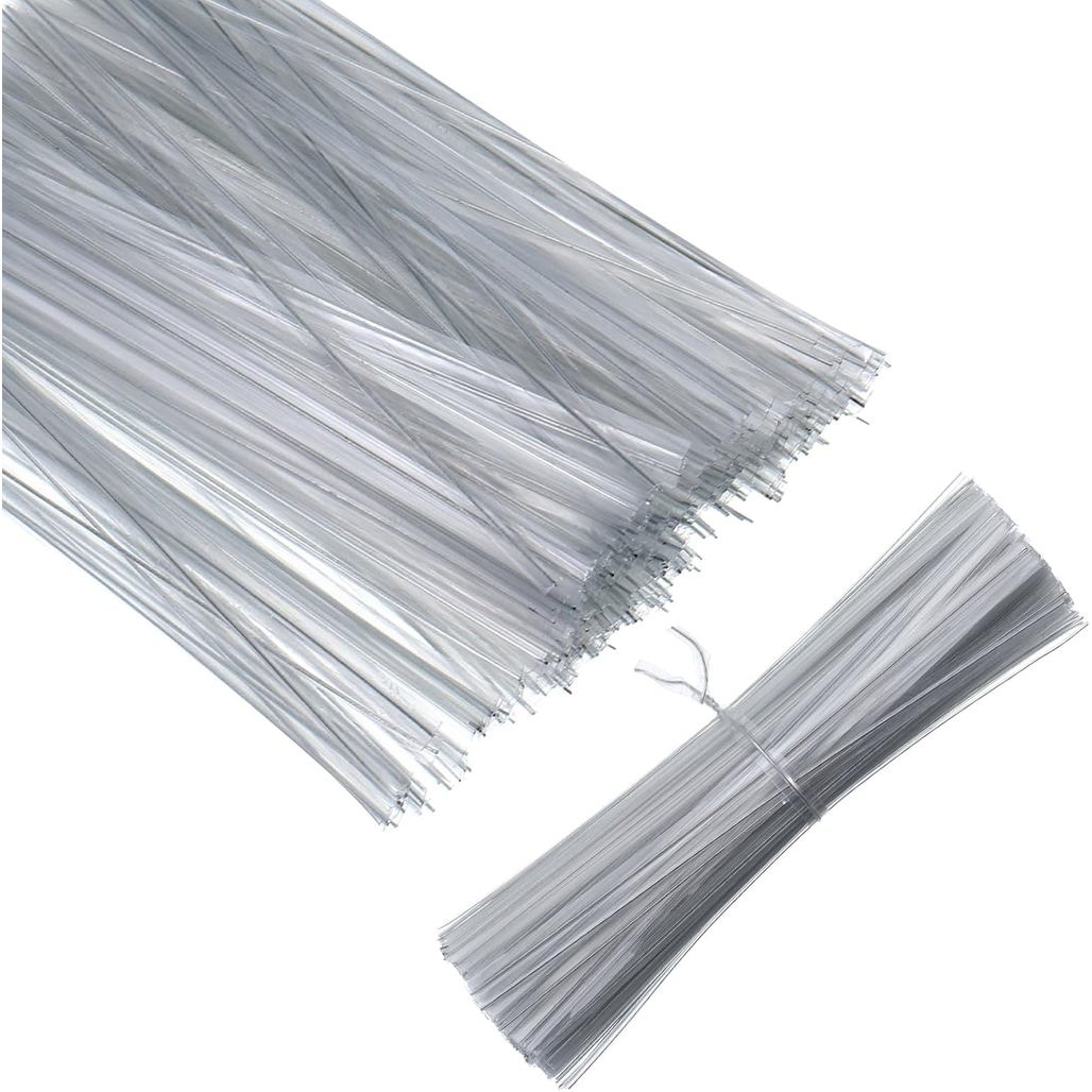 Thinp 1000 Pcs Clear Twist Ties, 4 Inch Metal Wire Twists Tie Reusable Plastic Twist Ties for Plastic Bags Bread Coffee