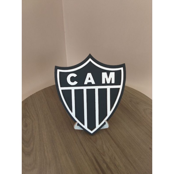 Escudo Quadro Decoração Do Galo Atlético Mineiro Portátil Presente Coleção Mesa 25cm MDF Alto Relevo