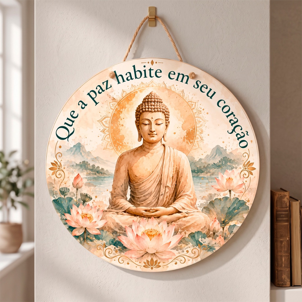 Placa Redonda Decorativa Tema Buda – 25cm