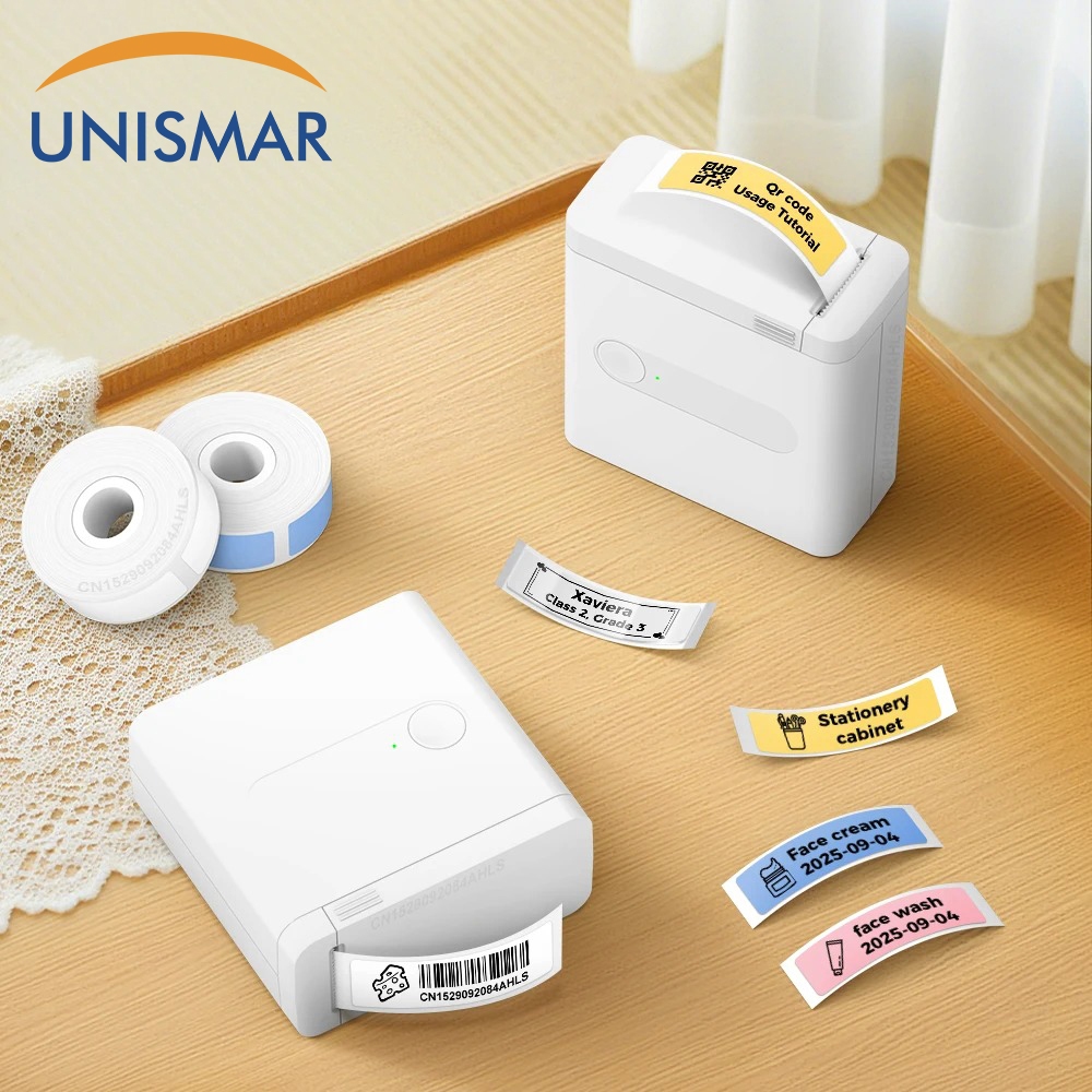 Impressora Térmica Sem Tinta Unismar D12 De Etiquetas Portátil Bluetooth Mini Adesivos Fio Com Cortador DIY Código De Ba