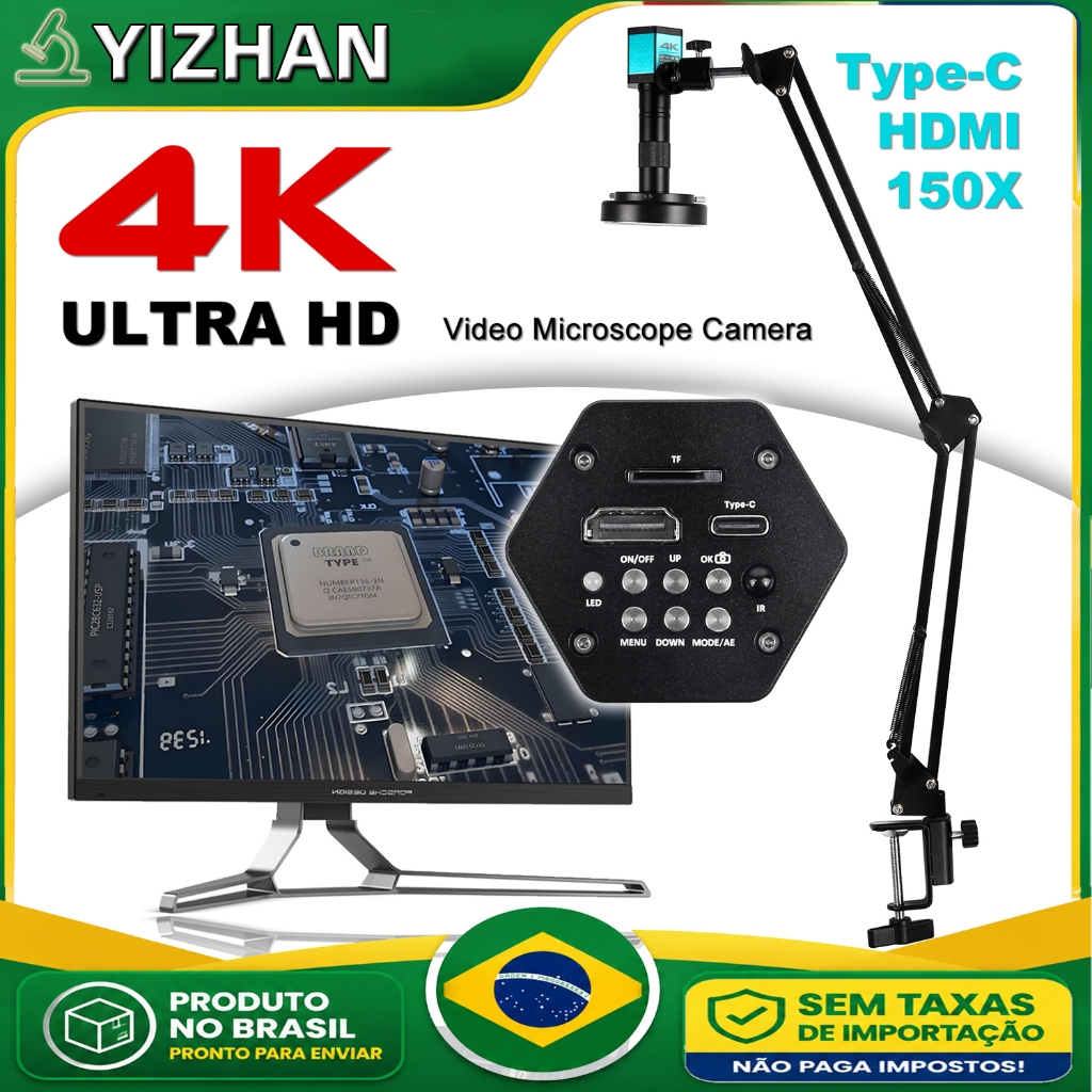 Microscópio Digital YIZHAN 4K Com Software , Sensor IMX415 IMX327 IMX678 , Eletrônico 150X Para Solda