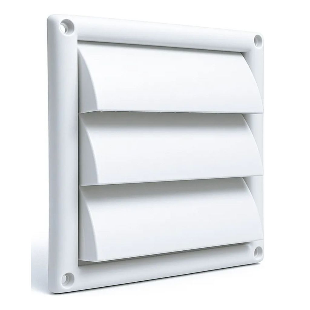 Grade Grelha Ventilação Fixa 150mm Veneziana Quadrada Acabamento Externo Saida De Ar