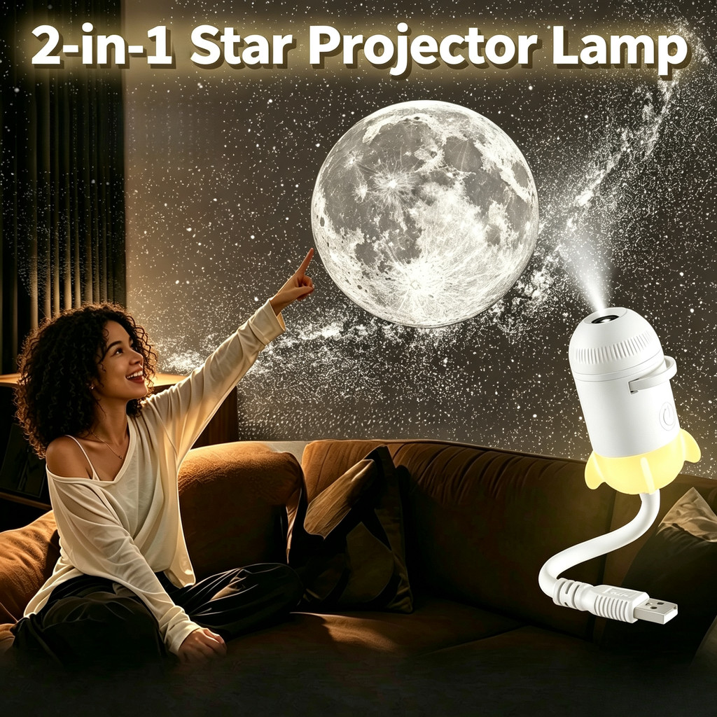 2 in 1 Mini Starry Sky Galaxy Projector Night Light HD Stepless Dimmable Romantic Bedroom Decoration
