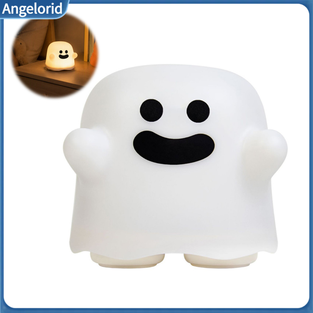 Soft Silicone Nursery Light Cute Ghost Night Touch Control Usb Rechargeable Dimmable Bedside Lamp with 30-min Auto Timer