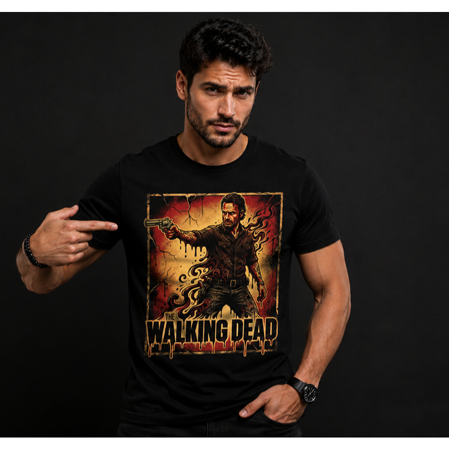 Camiseta The Walking Dead Masculina Preta Estampa Horror Vintage Streetwear 100% Algodão
