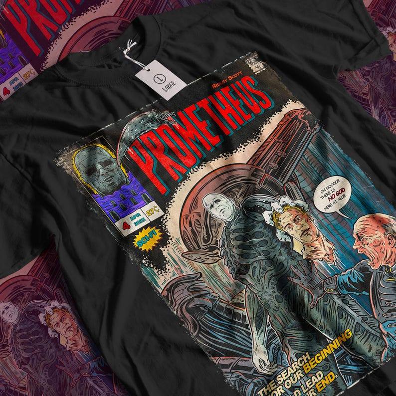 Camiseta Masculina Estampa Prometheus Filme Vintage Horror T-shirt Unissex Streetwear Envio Imediato