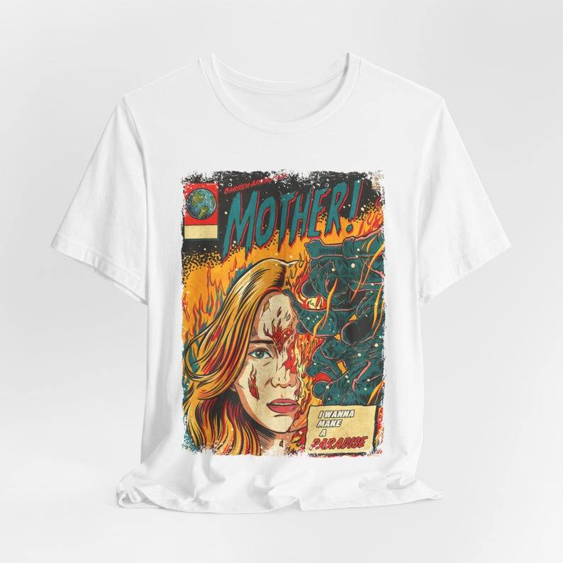 Camiseta Masculina Branco Camisa Mother! Filme Vintage Horror T-shirt Unissex Streetwear Envio Imediato