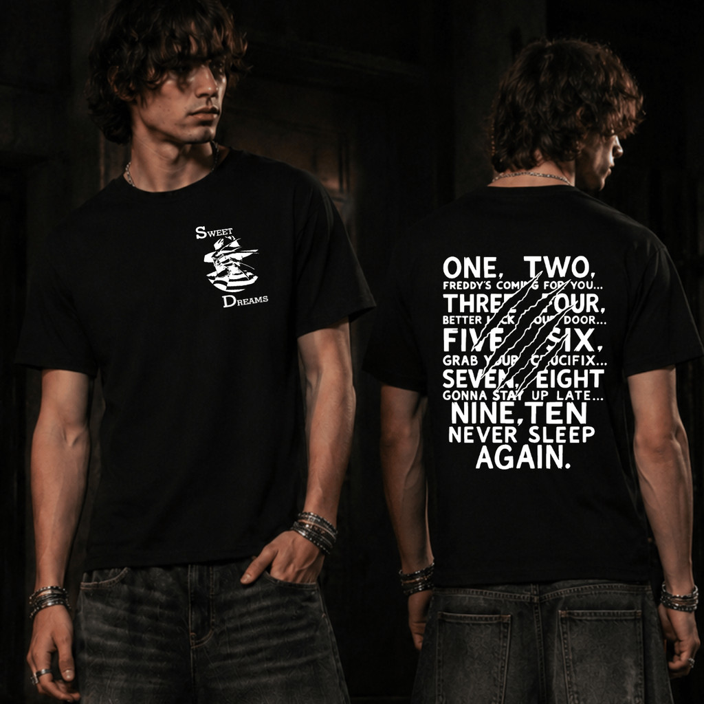 Camiseta Sweet Dreams Terror Clássico Slasher Anos 80 Halloween Garras Filme de Horror Retrô Dark Vintage 100% Algodão