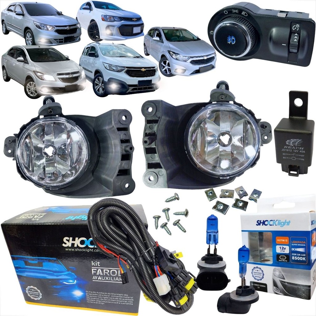 kit farol de milha gm cobalt onix sonic spin prisma12 16/s10 16 bt modelo original + lampada super branca