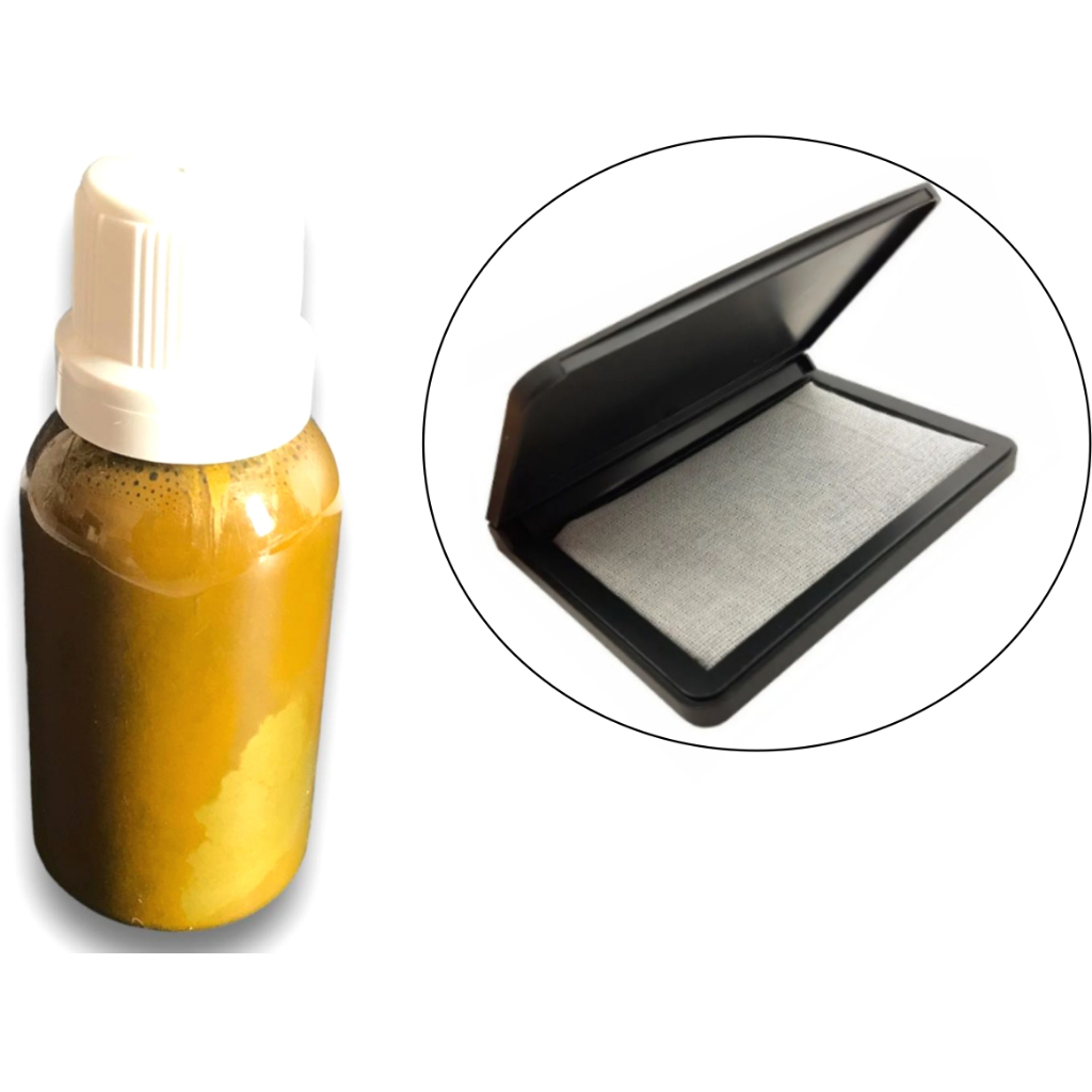 Carimbeira Almofada e tinta Ouro Dourada Scrapbook