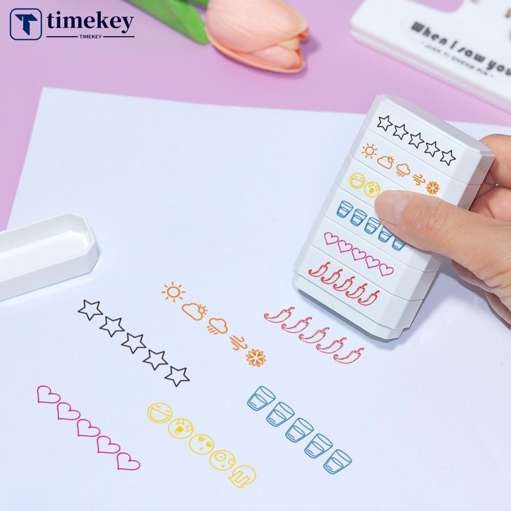 TIMEKEY 6 Em 1 Multifuncional Selo Dos Desenhos Animados Incentivando slogan Estudantes Conjunto Diário Scrapbooking DIY