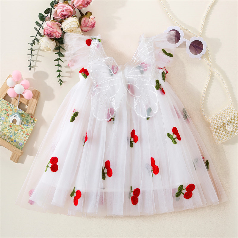 WFRVBaby Girl Vacation Summer Sweet Series Light Gauze Butterfly Wing Dress Girl's 1 st Birthday Party Baptism Dress