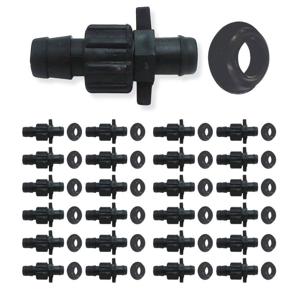 Kit 50und Conector Inicial 16mm Rosca+Chula c/ Vedação p/ Irrigação Instalação Fácil