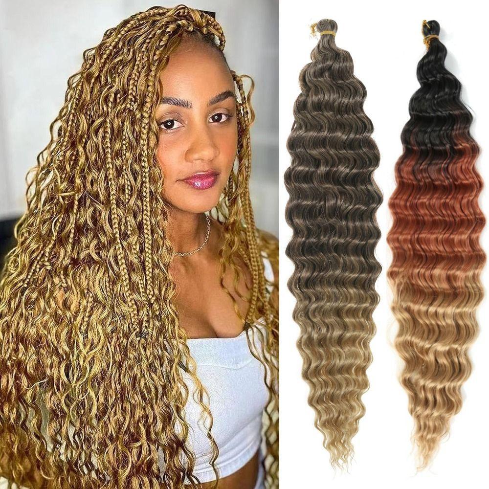 Cabelo De Crochê Torcido , Extensão De Encaracolado Afro De Onda Profunda , Trança Sintética Freetress De 22 Polegadas
