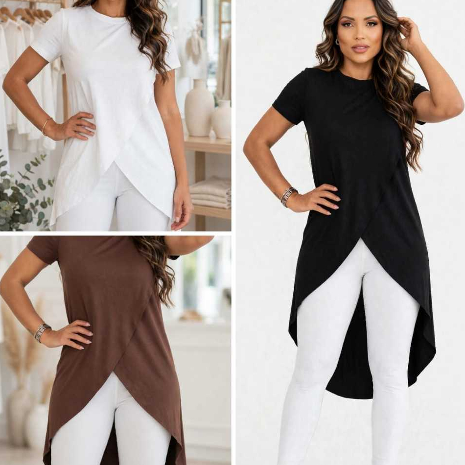 Blusa Mullet Premium Viscolycra - Alongada Atrás - Moda Feminina-Super Elegante