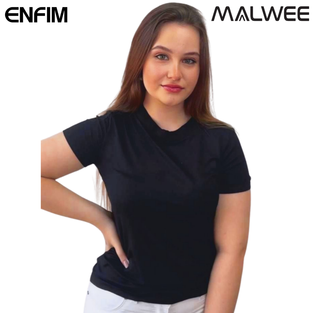 Blusa Feminina Alongada Tapa Bumbum Mullet Viscose Stretch Gola Canelada Enfim Malwee Não Marca