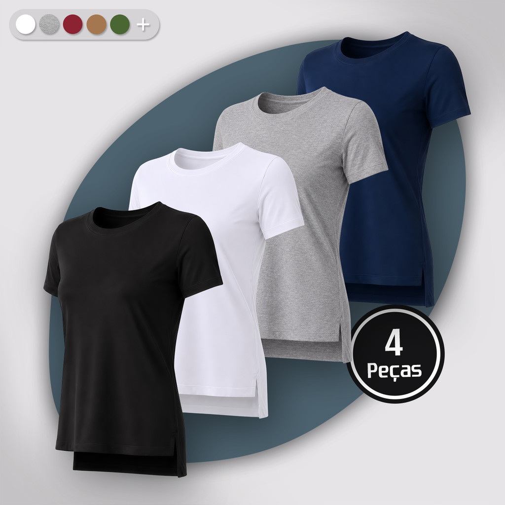 KIT 4 Blusa Feminina Veste Legging Mullet LongLine para Academia Treino Alongada Viscolycra Premium