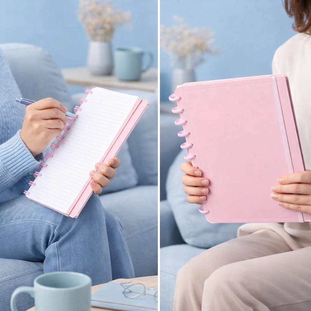 Caderno Disko All Rosa Capa Dura Grande Disco Reposicionável