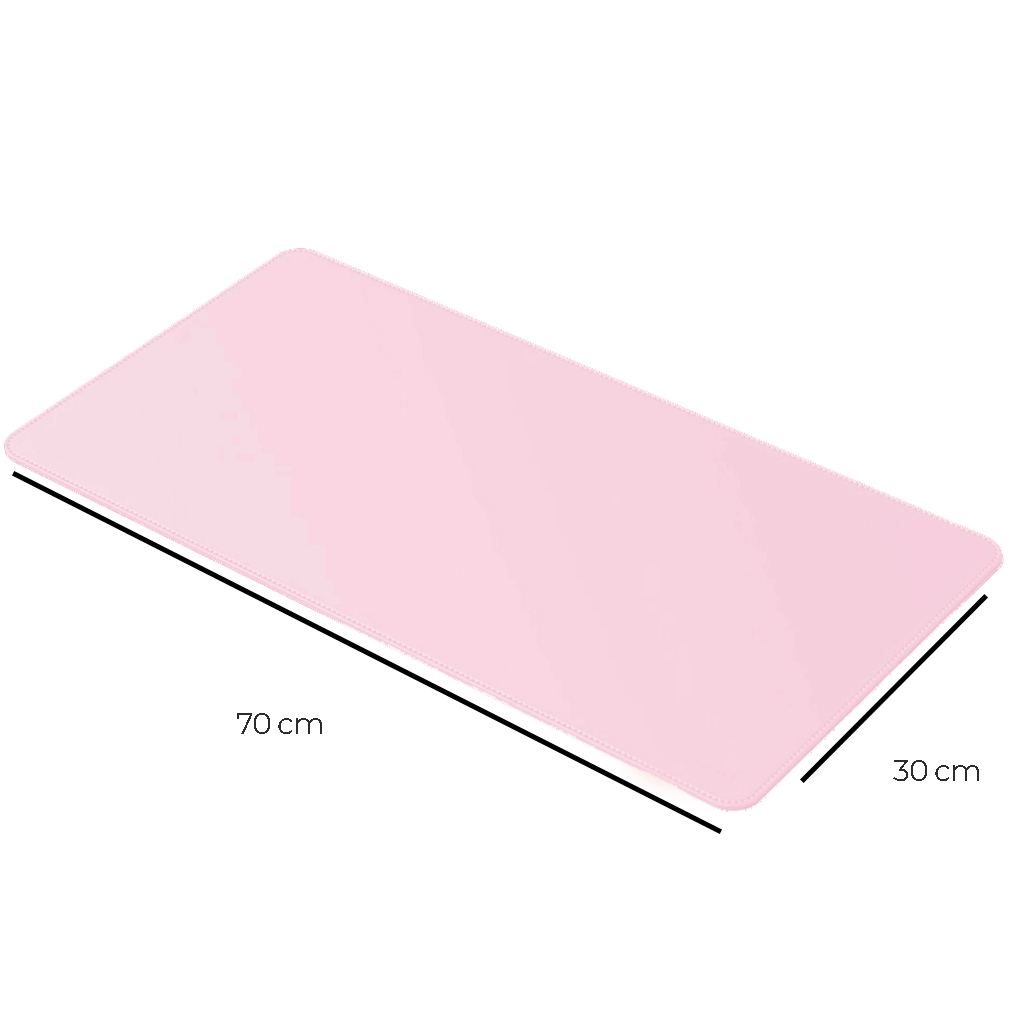 Mouse Pad Grande Couro Ecológico Rosa Claro Feltro Costurado Básico
