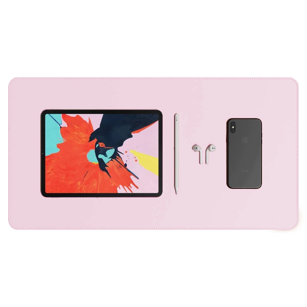 Desk Pad Grande Couro Sintético Ecológico Rosa Clarinho Premium
