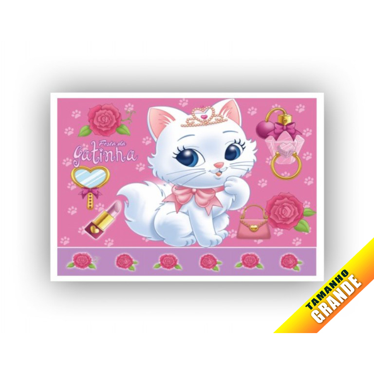 Papel Arroz Gatinha rosa para Bolo Grande 30x40cm de 7Kg