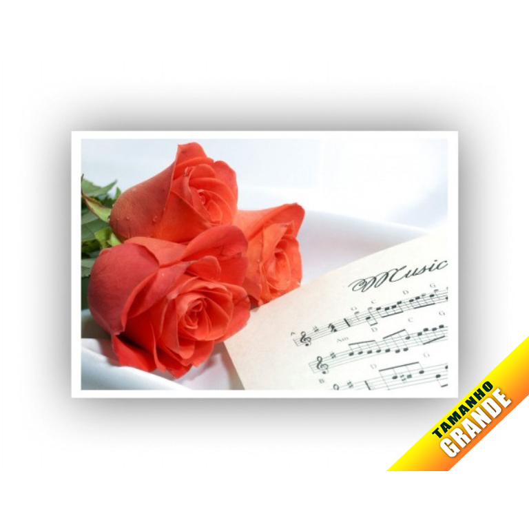 Papel Arroz Flores Rosas Vermelhas para Bolo Grande 30x40cm de 7kg + 4 Faixas