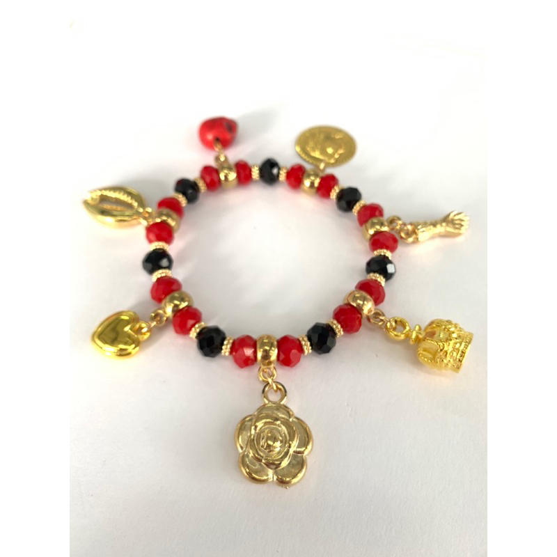 Pulseira Pomba Gira Berloqueira de Cristal Rosa Caveira com Pingente Caveira  Proteção e Axé