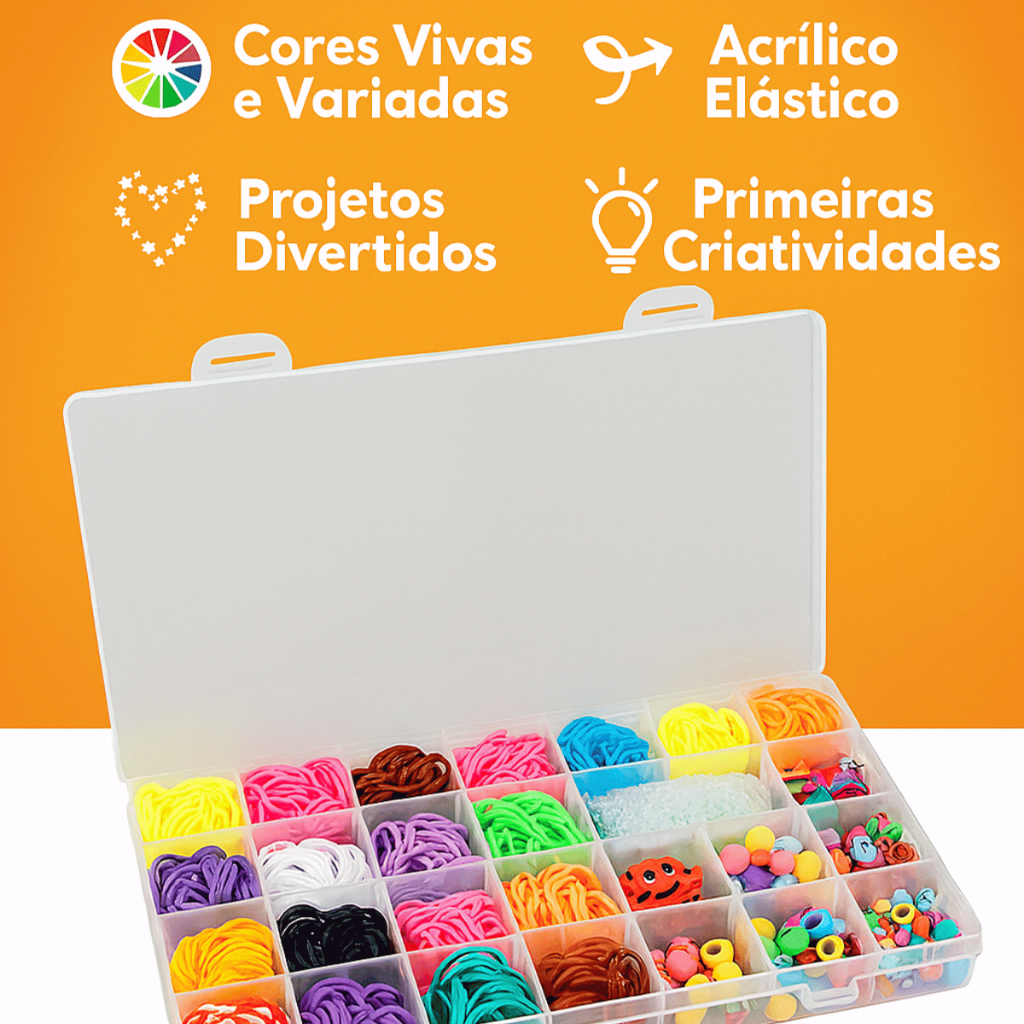 Kit Pulseiras Miçangas Infantil Completo Menina Elástico Colorido Crianças Montar Pingente Brinco