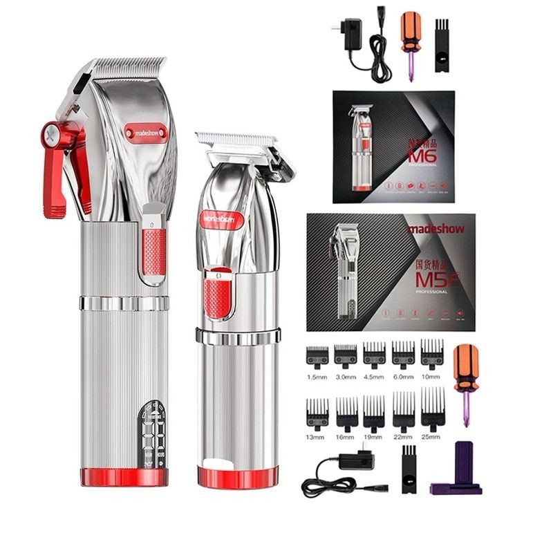Kit De Máquina De Corte De Cabelo Madeshow M5 + Acabamento Profissional Original M6