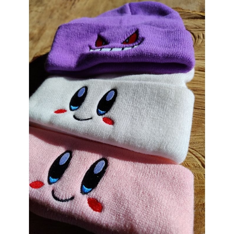 Touca Desenhos e Animes Gorro Lã Inverno Fofo Rosa Branco Roxo Gengar Kirby Goku Dragon Ball Z