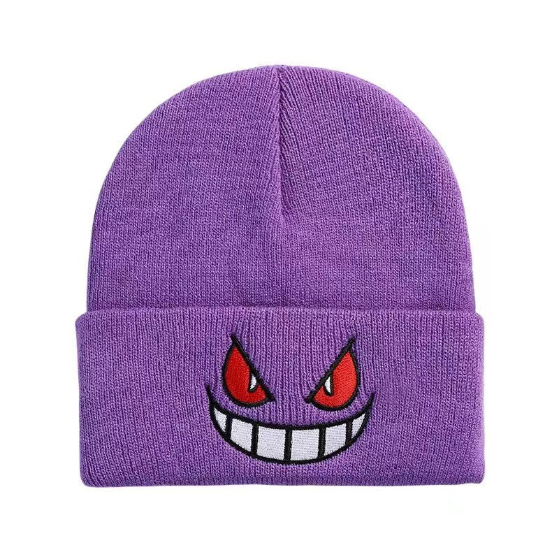 Chapéu de Lã Bordado de Desenho Animado Americano para Crianças, Moda de Outono e Inverno, Beanie Sem Aba Gengar