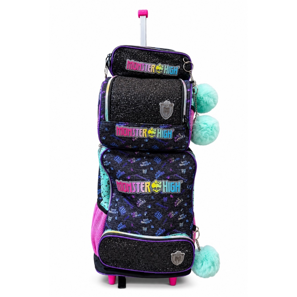 Kit Mochila Escolar de costas  + lancheira térmica + estojo Infantil MONSTER HIGH - Happy Girl - CHENSON