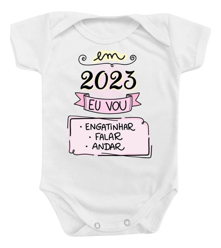 Body Roupa Bebê  Ano Novo Menino Menina 2023 Falar Andar