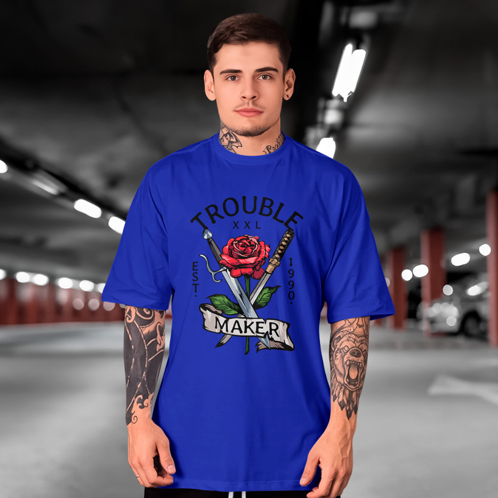 Camisa Trouble Maker Rose  Algodao Camisa Básica Premium rnt
