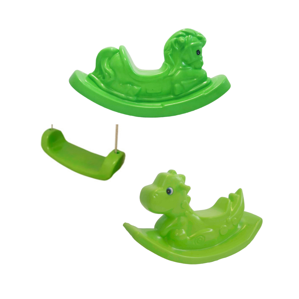 Gangorra Dino com Cavalo e Prancha - Brinquedo Infantil Estimula Coordenação Motora