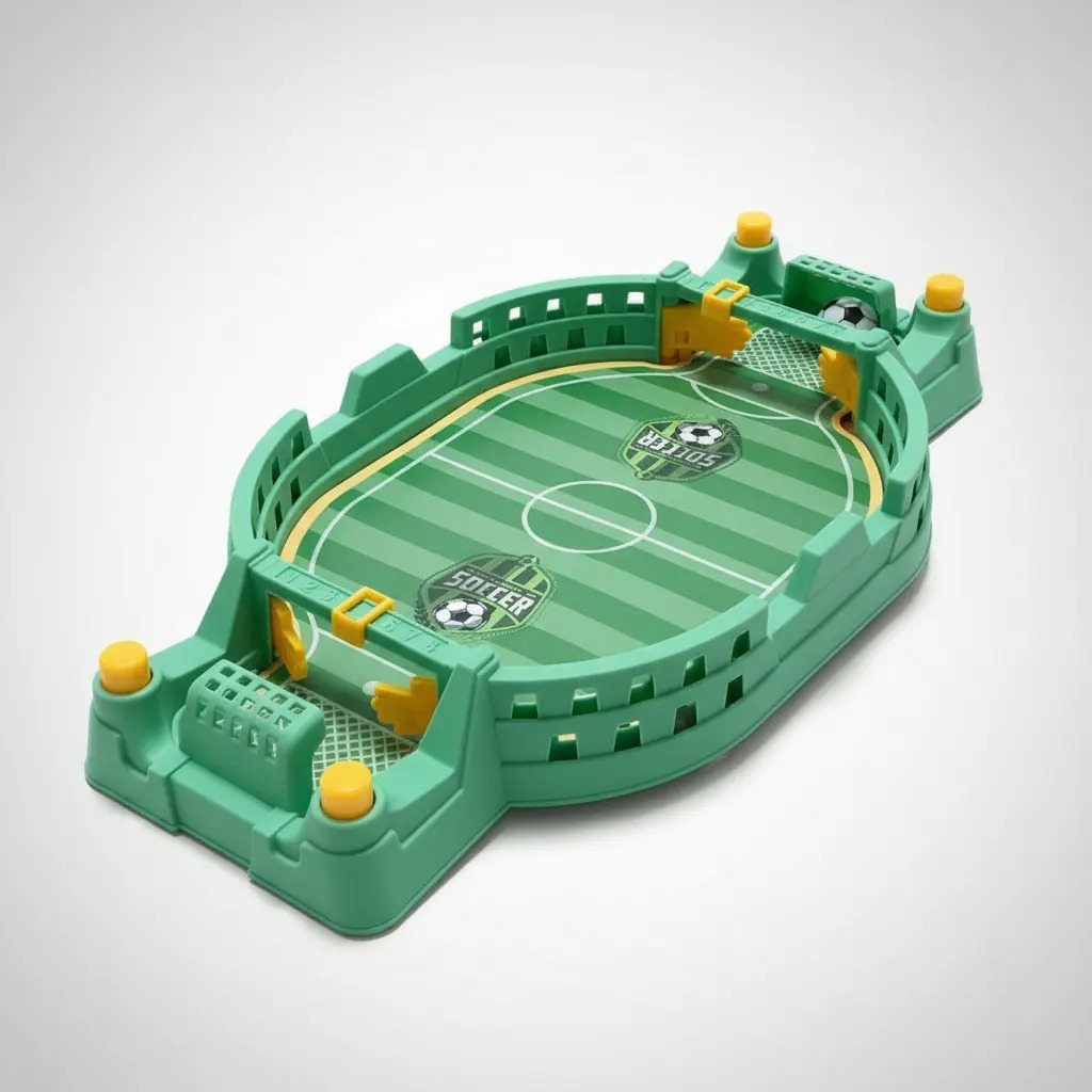 Mini Jogo Futebol Mesa Infantil Portátil com Botões para Arremesso e Defesa Estimula Coordenação e Interatividade Verde