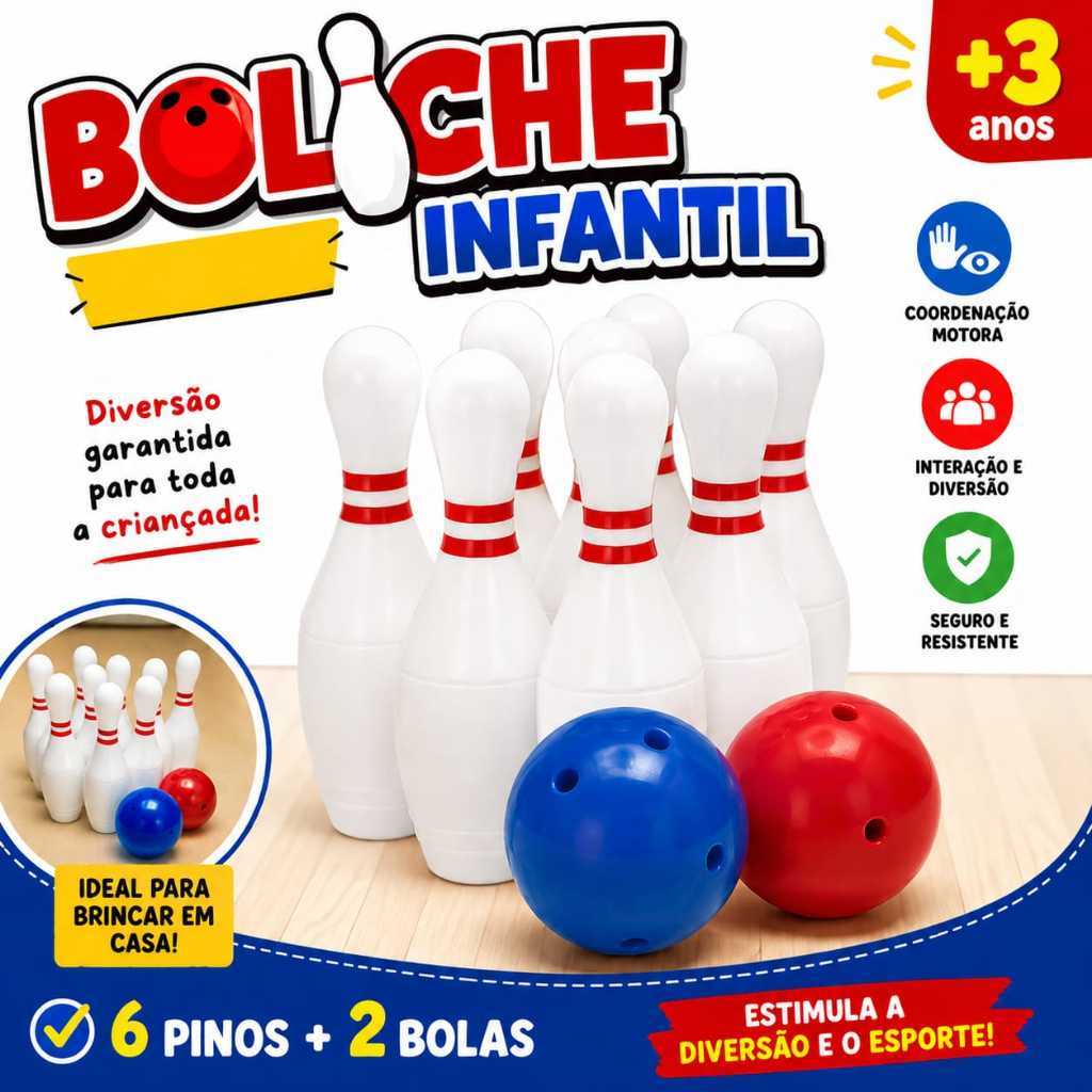 Jogo de Boliche infantil brinquedo para crianças interativo estimula a imaginação