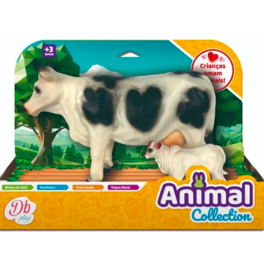 BRINQUEDO INFANTIL KIT VACA E BEZERRINHO FAZENDA FEITO EM VINIL ATÓXICO IDEAL PARA ESTIMULAR A CRIATIVIDADE