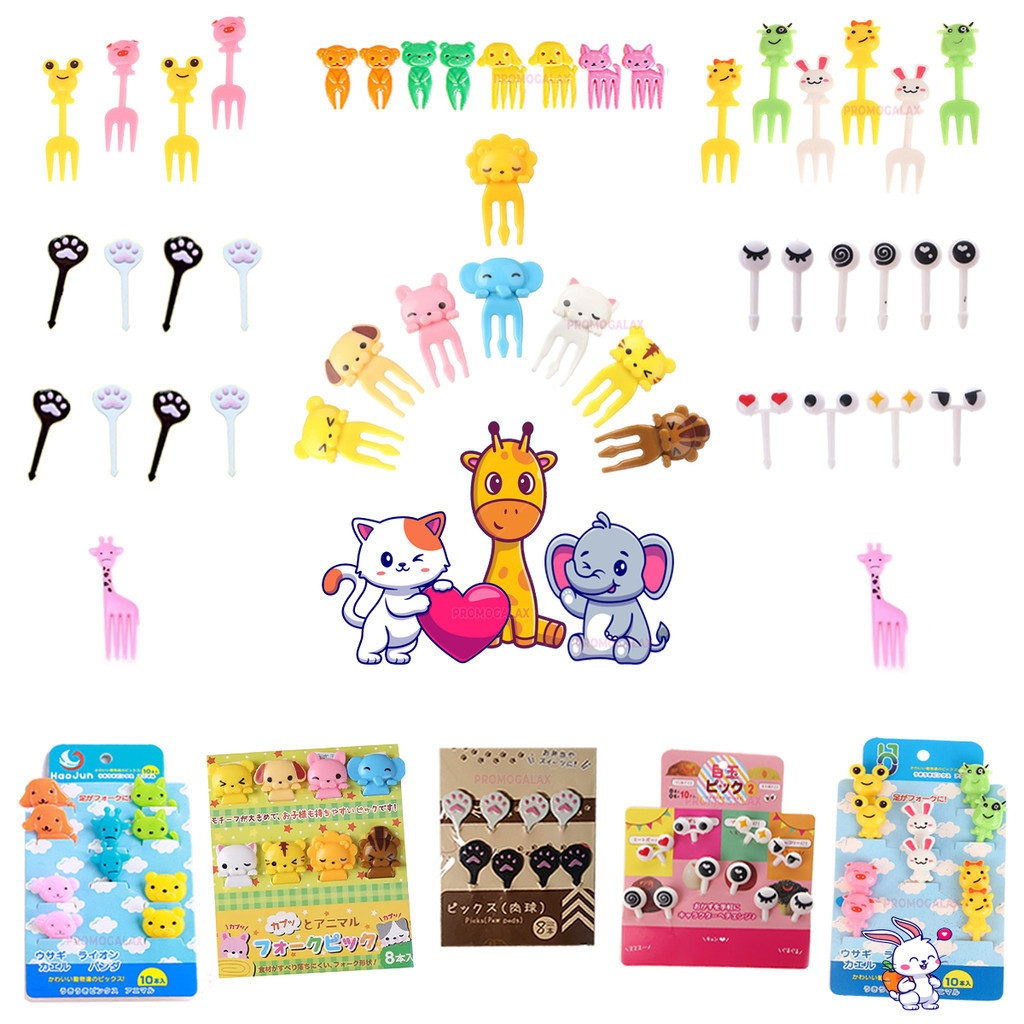 Kit Garfinhos Palitinhos Infantis Para Petisco Frutas Crianças Desenho Animado 46pçs Infantil