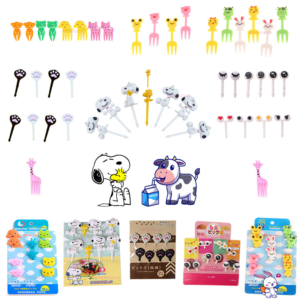 Kit Garfinhos Palitinhos Infantis Para Petisco Frutas Crianças Desenho Animado 46pçs Infantil