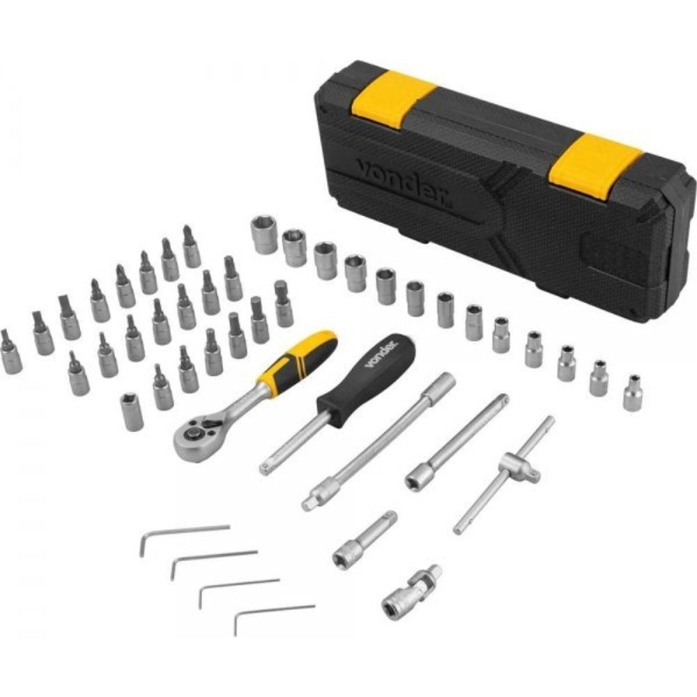 Soquetes Sextavados Vonder 1/4 04 a14mm 46PC