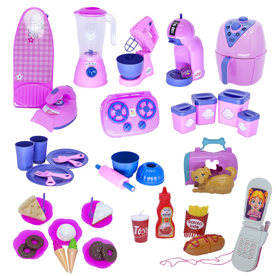 Kit Casinha Comidinhas Fogão Cachorro Forminha Celular 46pç