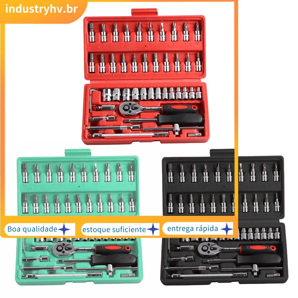 ⭐ Grande Desconto 46pcs Conjunto De Ferramentas De Reparo De Automóveis Manual Ferramenta De Hardware Chave De Fenda Soq