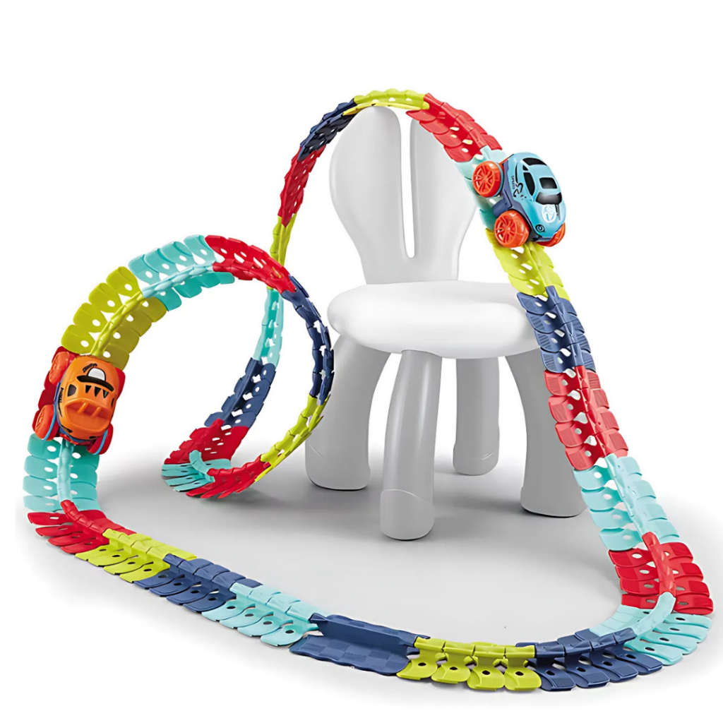 Pista Maluca Com Carrinho Veloz Colorido Montável Infantil Brinquedo 46pçs 138pçs 184pçs