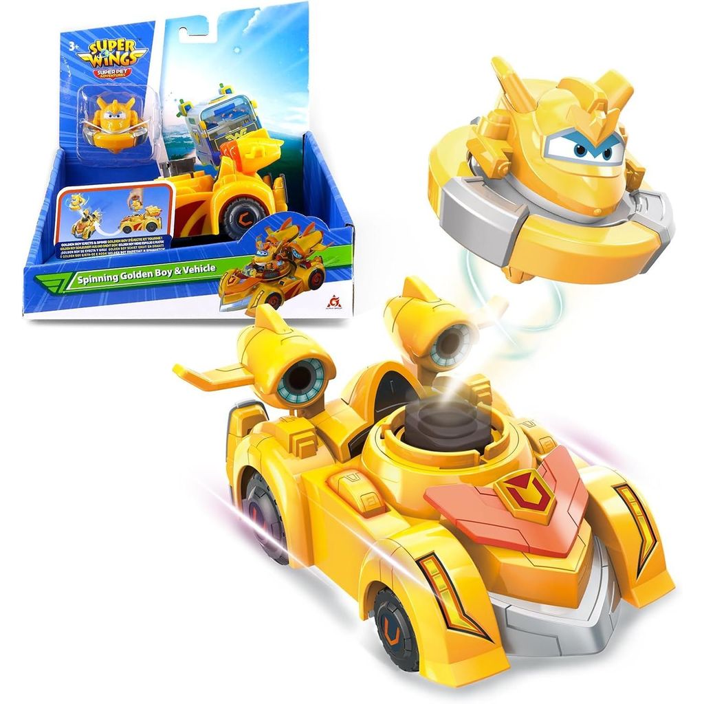 Super Wings Race Car Spinning Golden Boy & Veiculo 5203